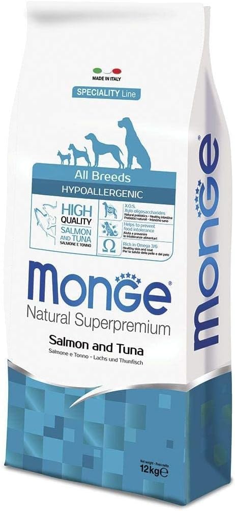 Monge - Natural Superpremium - all Breeds Hypoallergenic con Salmone e Tonno - Offerta 2 Sacchi da 12 kg